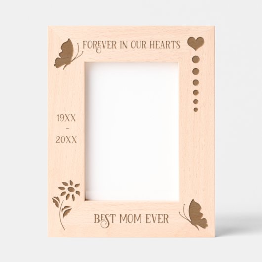 バタフライメモリアル永遠に私たちのハート写真 レーザー彫刻フレーム (正面)