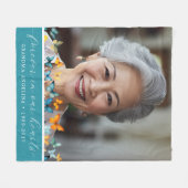 バタフライメモリカスタマイズーフリースブランケットティール(緑がかった色) フリースブランケット (正面(横))