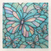 バタフライモザイクガラスコースター ガラスコースター (正面)