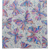 バタフライモザイクパターン – パステル シャワーカーテン (正面)