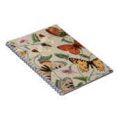 バタフライモス自然スケッチアンティーク水色 ノートブック (右側)