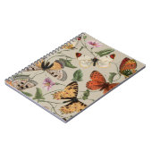 バタフライモス自然スケッチアンティーク水色 ノートブック (左側)