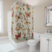 バタフライモス自然収集スケッチ シャワーカーテン (インサイチュ)