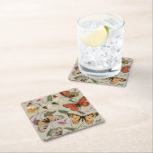 バタフライモス自然収集スケッチ スクエアペーパーコースター (インサイチュ)