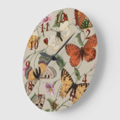 バタフライモス自然収集スケッチ ラージ壁時計 (傾斜)