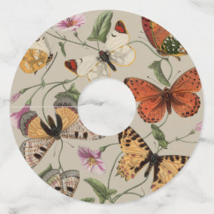 バタフライモス自然収集スケッチ ワイングラスタグ