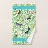 バタフライモダンネイビースタイリッシュブルーモノグラム バスタオルセット (ハンドタオル)