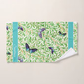 バタフライモダンネイビースタイリッシュブルーモノグラム バスタオルセット (ハンドタオル)