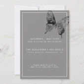 バタフライモダンANYマイルストーンサプライズ誕生日 招待状 (裏面)