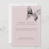 バタフライモダンANYマイルストーンサプライズ誕生日 招待状 (裏面)