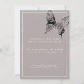 バタフライモダンANYマイルストーンサプライズ誕生日 招待状 (裏面)