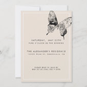 バタフライモダンANYマイルストーンサプライズ誕生日 招待状 (裏面)