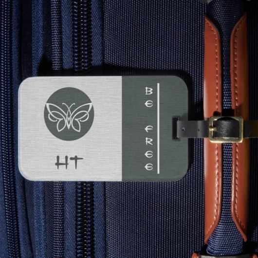 バタフライモノグラムのリネンルックラゲッジタグ ラゲッジタグ (正面インサイチュ4)