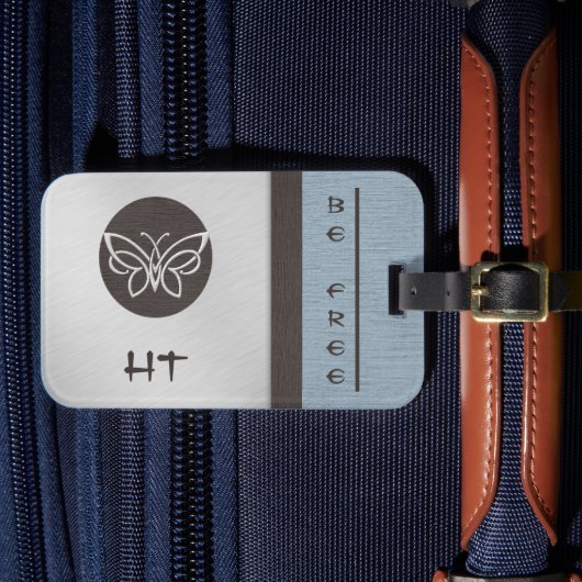 バタフライモノグラムのリネンルックラゲッジタグ ラゲッジタグ (正面インサイチュ4)