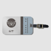 バタフライモノグラムのリネンルックラゲッジタグ ラゲッジタグ (正面横)