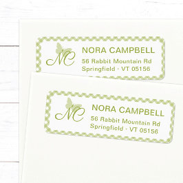 バタフライモノグラムグリーンジンガム差出人住所 ラベル