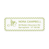 バタフライモノグラムグリーンジンガム差出人住所 ラベル (正面)