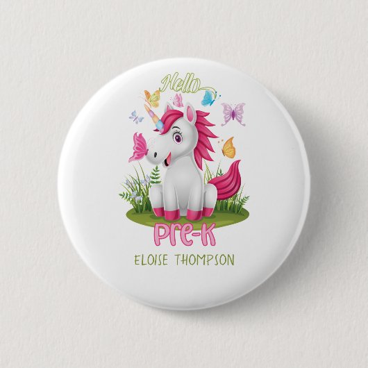 バタフライユニコーンプレK 1日目新学期 缶バッジ (正面)
