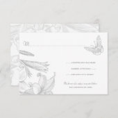 バタフライライスシルバ結婚ー記念日RSVP 出欠カード (正面/裏面)