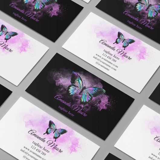 バタフライライフコーチセラピストホログラフ美しい 名刺