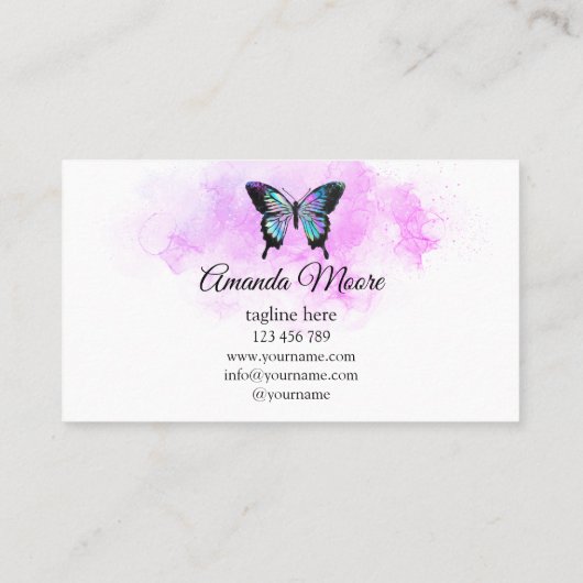 バタフライライフコーチセラピストホログラフ美しい 名刺 (裏面)