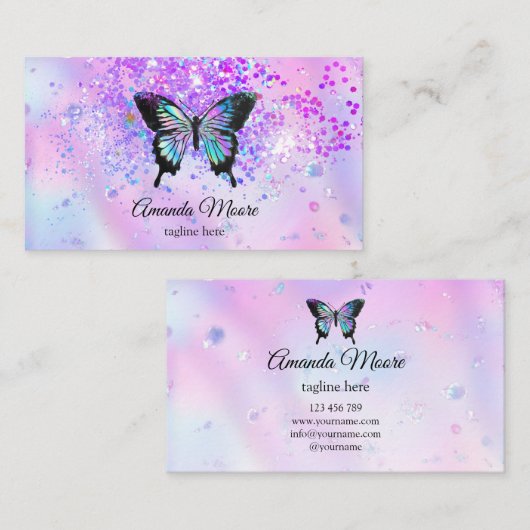 バタフライライフ美しいサロンネイルサロンメイクアップbusi 名刺 (正面/裏面)