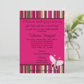 バタフライラスベリーピンクライムグリーンパーティー招待状 招待状 (スタンド正面)