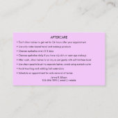 バタフライラッシュ ライラックパープル アフターケア説明 名刺 (裏面)