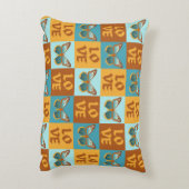 バタフライラブパターン |青とオレンジのグラデーション アクセントクッション (裏面(縦))