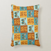 バタフライラブパターン |青とオレンジのグラデーション アクセントクッション (正面(垂直))