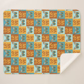 バタフライラブパターン |青とオレンジのグラデーション シェルパブランケット (正面(横))