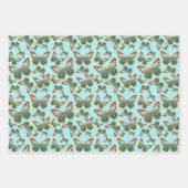 バタフライラブパターン |青とオレンジのグラデーション ラッピングペーパーシート (正面3)