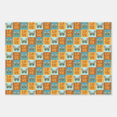 バタフライラブパターン |青とオレンジのグラデーション ラッピングペーパーシート (正面2)