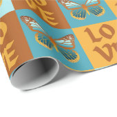 バタフライラブパターン |青とオレンジのグラデーション ラッピングペーパー (ロールコーナー)