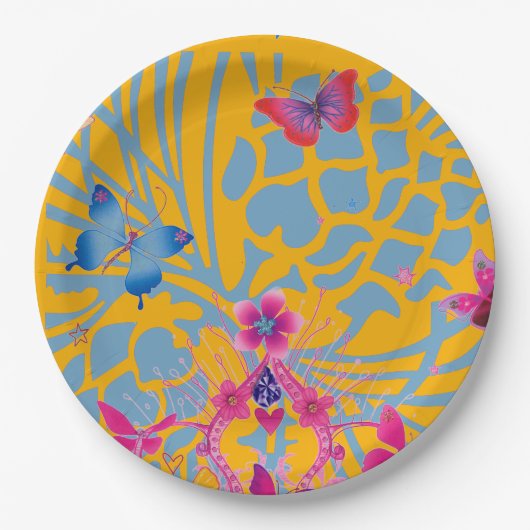 バタフライラブル特別な機会デザインアート ペーパープレート (正面)