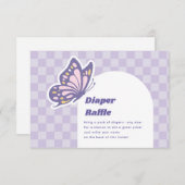 バタフライラベンダーおむつラッフルベビーシャワー エンクロージャーカード (正面/裏面)