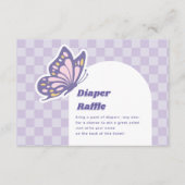 バタフライラベンダーおむつラッフルベビーシャワー エンクロージャーカード (正面)