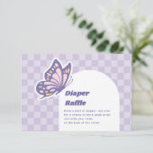 バタフライラベンダーおむつラッフルベビーシャワー エンクロージャーカード (スタンド正面)