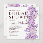 バタフライラベンダーフローラガーデンブライダルシャワー 招待状 (正面/裏面)