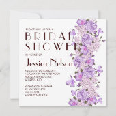 バタフライラベンダーフローラガーデンブライダルシャワー 招待状 (正面)