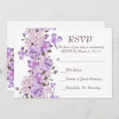 バタフライラベンダーフローラガーデンRSVPカード 招待状 (正面/裏面)