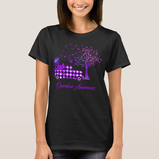 バタフライリボンパープルオーバードーズ認識度 Tシャツ (正面)