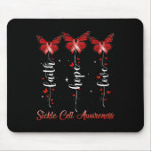 バタフライリボン信仰ホープ愛鎌状細胞アウェア マウスパッド (正面)