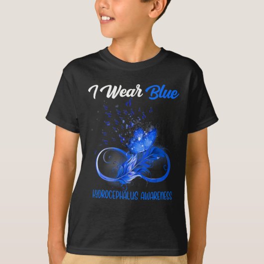バタフライリボン羽状水頭症認識度 Tシャツ (正面)