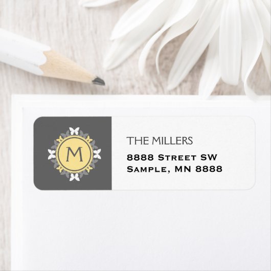 バタフライリースモノグラムホワイトイエローグレイ ラベル (インサイチュ)