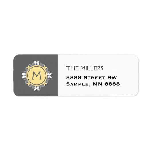 バタフライリースモノグラムホワイトイエローグレイ ラベル (正面)