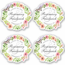 バタフライリース新郎新婦コンターステッカー シール