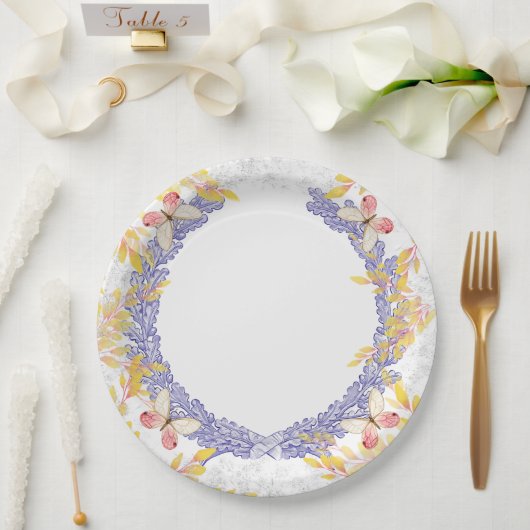 バタフライリース紙プレート ペーパープレート (ウェディング)