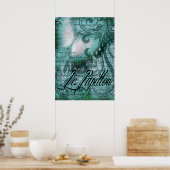 バタフライルパピヨン | ティール ポスター (キッチン)