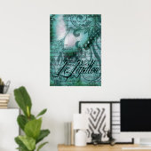 バタフライルパピヨン | ティール ポスター (ホームオフィス)